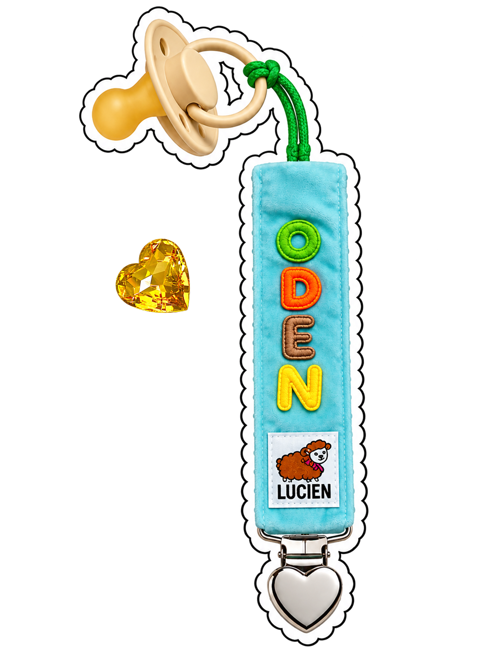 Fuzzy Namey Clip in Aqua